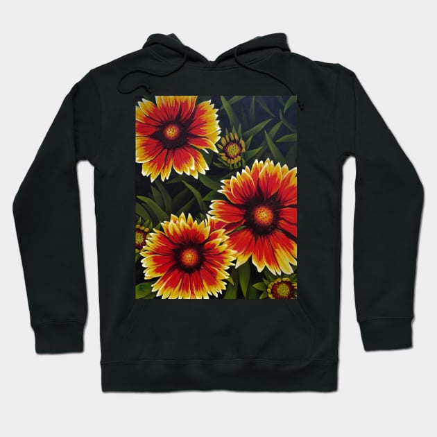 Orange Flowers in Grass Hoodie by Adrielle-art